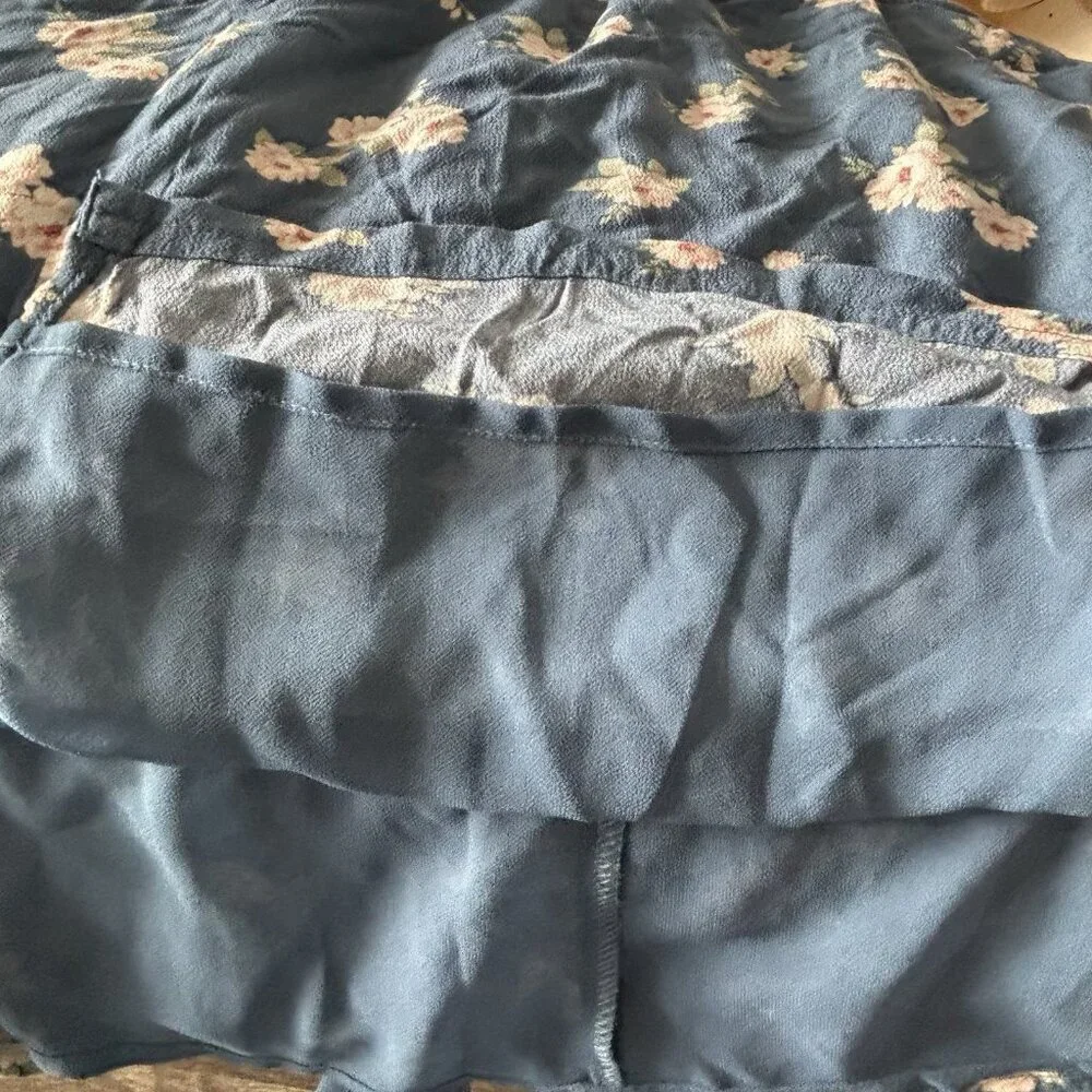 American Eagle Womens Cottagecore Blue Skirt Size M Floral Milkmaid Boho Peasant